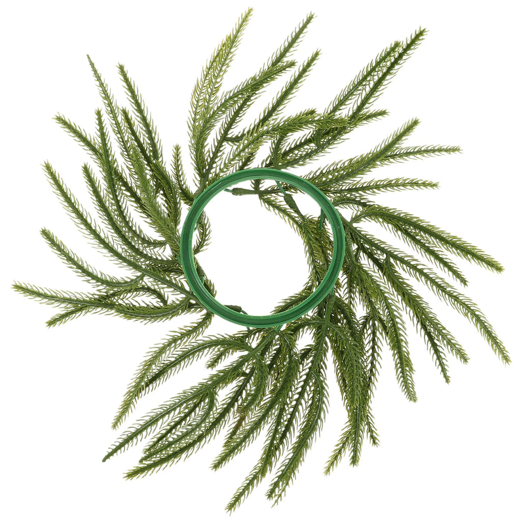 Realistic Green Pine Ring Wreath Artificial Table Centerpiece Xmas