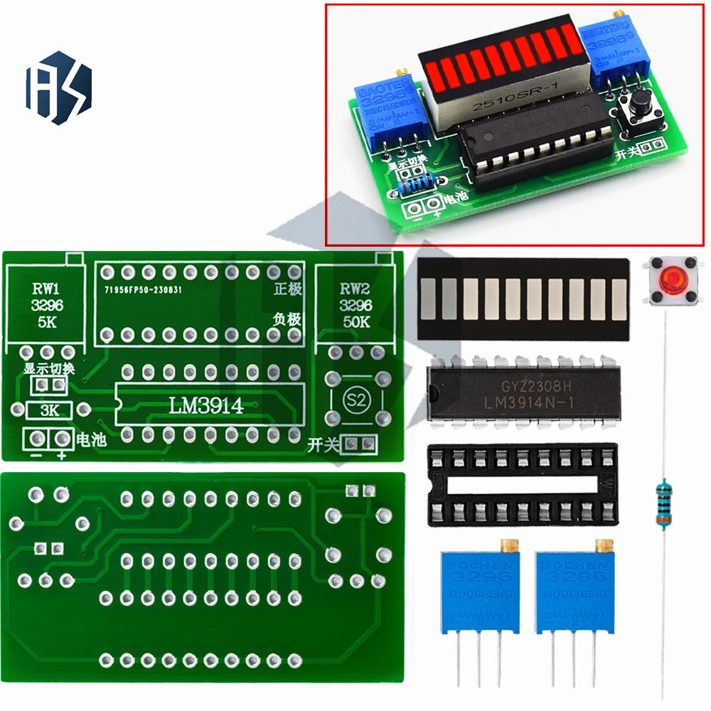 LM3914 10-Segment Battery Capacity Indicator Module Adjustable 3 Zpaxo