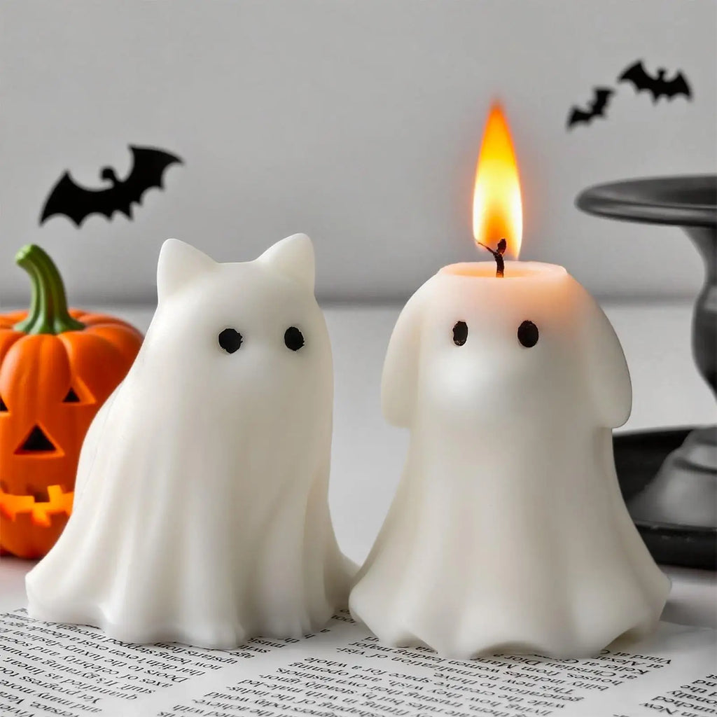 Cute Ghost Puppy Kitten Silicone Molds DIY Halloween Candle Making