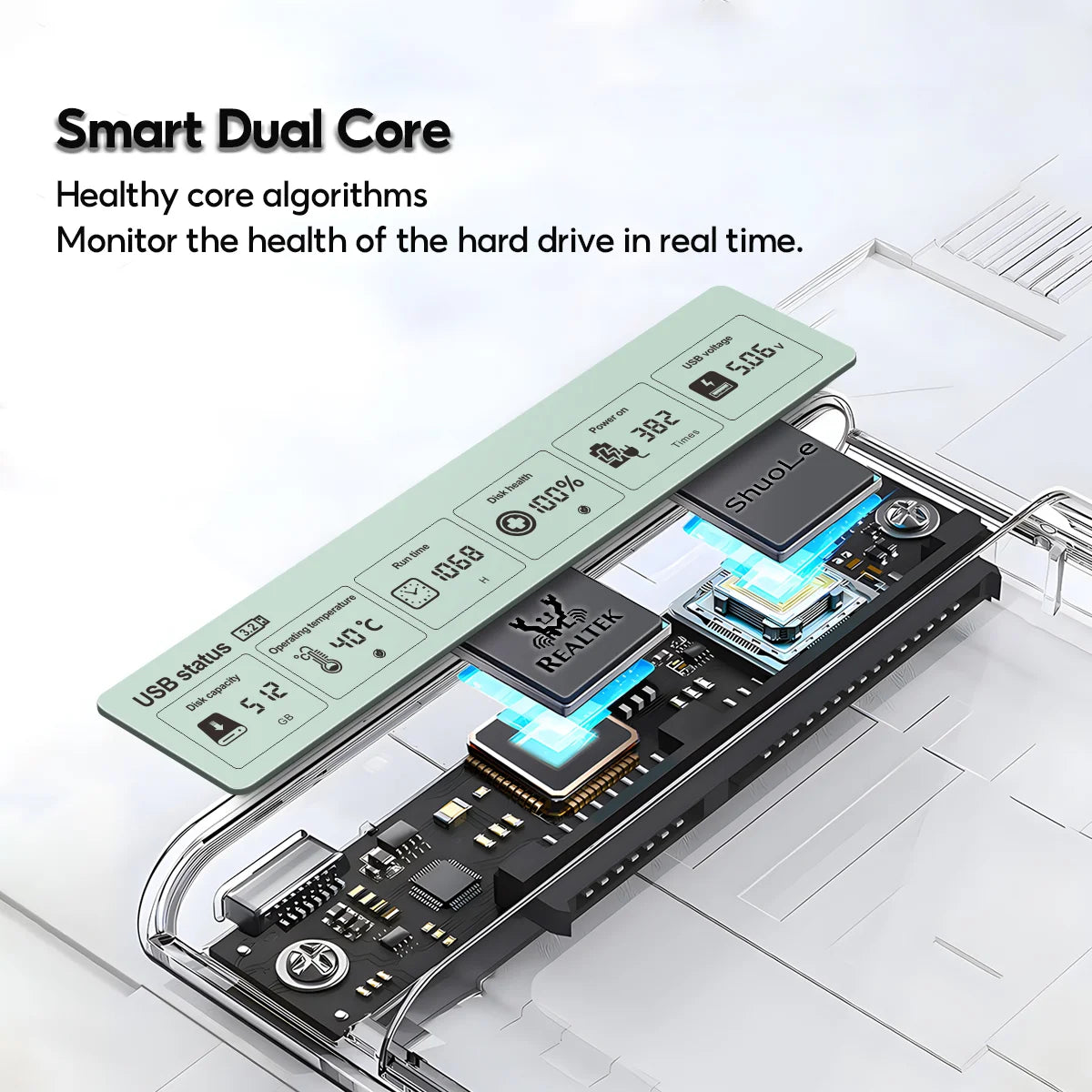HDD Case Enclosure Box 2.5 SSD SATA To USB 3.2 With 5Gbps Adapter External Housing Hard Drive Box Transparent Zpaxo