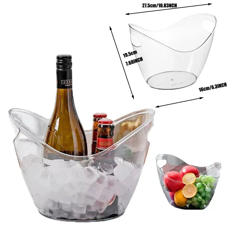 4L Large Capacity Ice Bucket for Home Use Beer Champagne Red Wine Outdoor Picnic Fruit Storage Basket, Transparent Ice Bucket Zpaxo