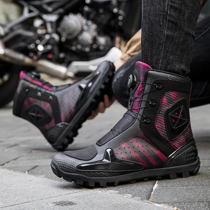 Lexsan Motorcycle Boots Men Leather Motos Breathable Anti Slip