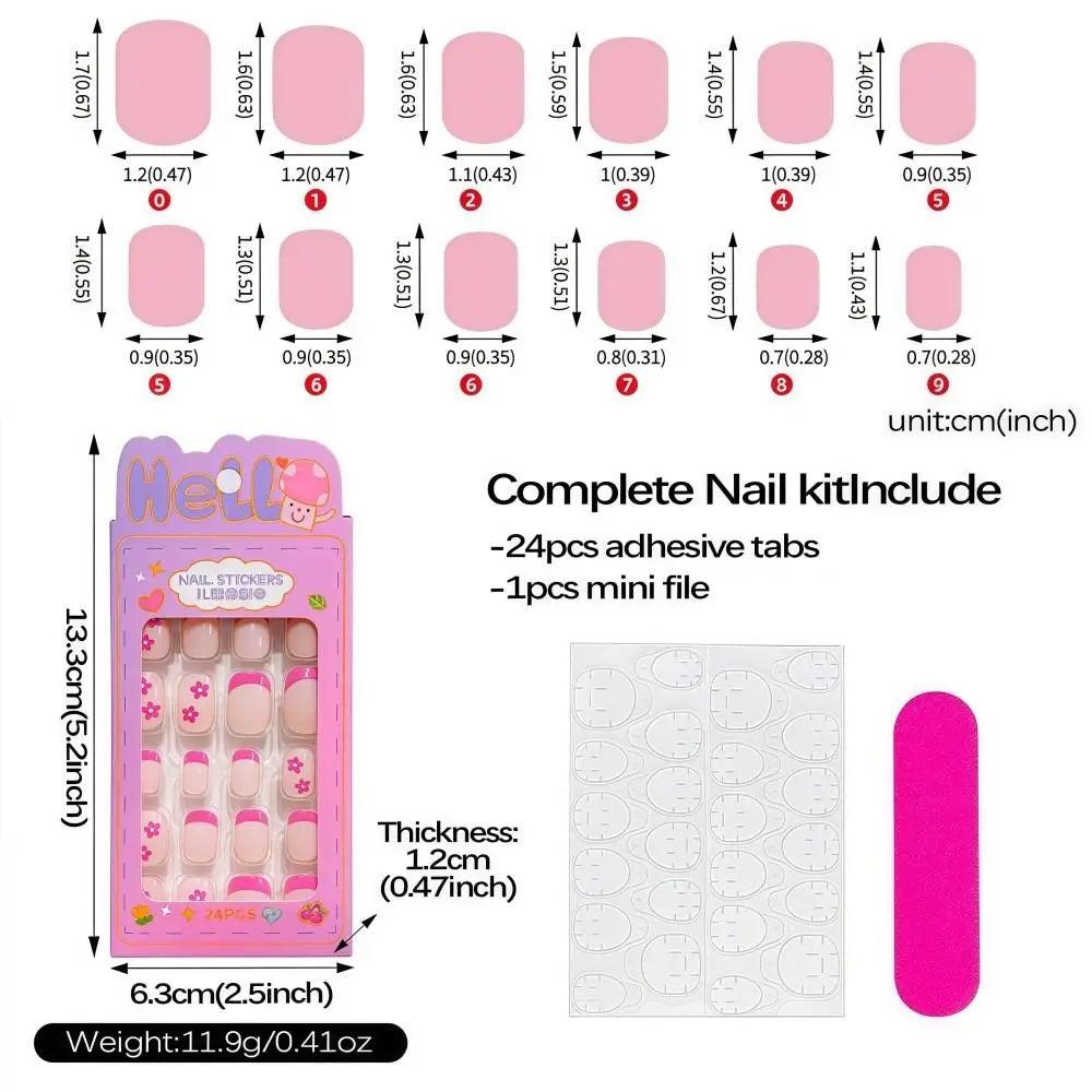 Box Cartoon Press Nails French Black Flower Tips False Almond-shaped Zpaxo