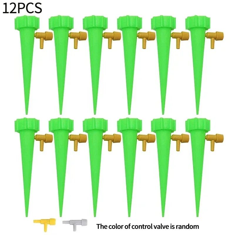 Automatic Drip Irrigation System Self Watering Adjustable for Flower Plants Greenhouse Garden Auto Water Dripper Device Zpaxo 12PCS-Green