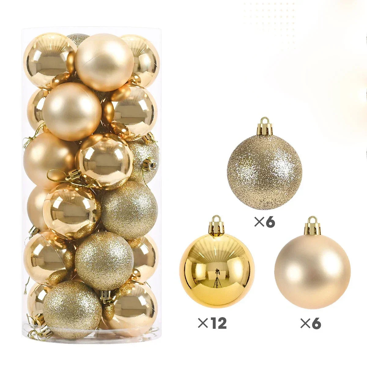 24-Pack Christmas Ball Ornaments – 3cm 4cm 6cm Tree Baubles Christmas Ornaments Zpaxo Gold 4CM