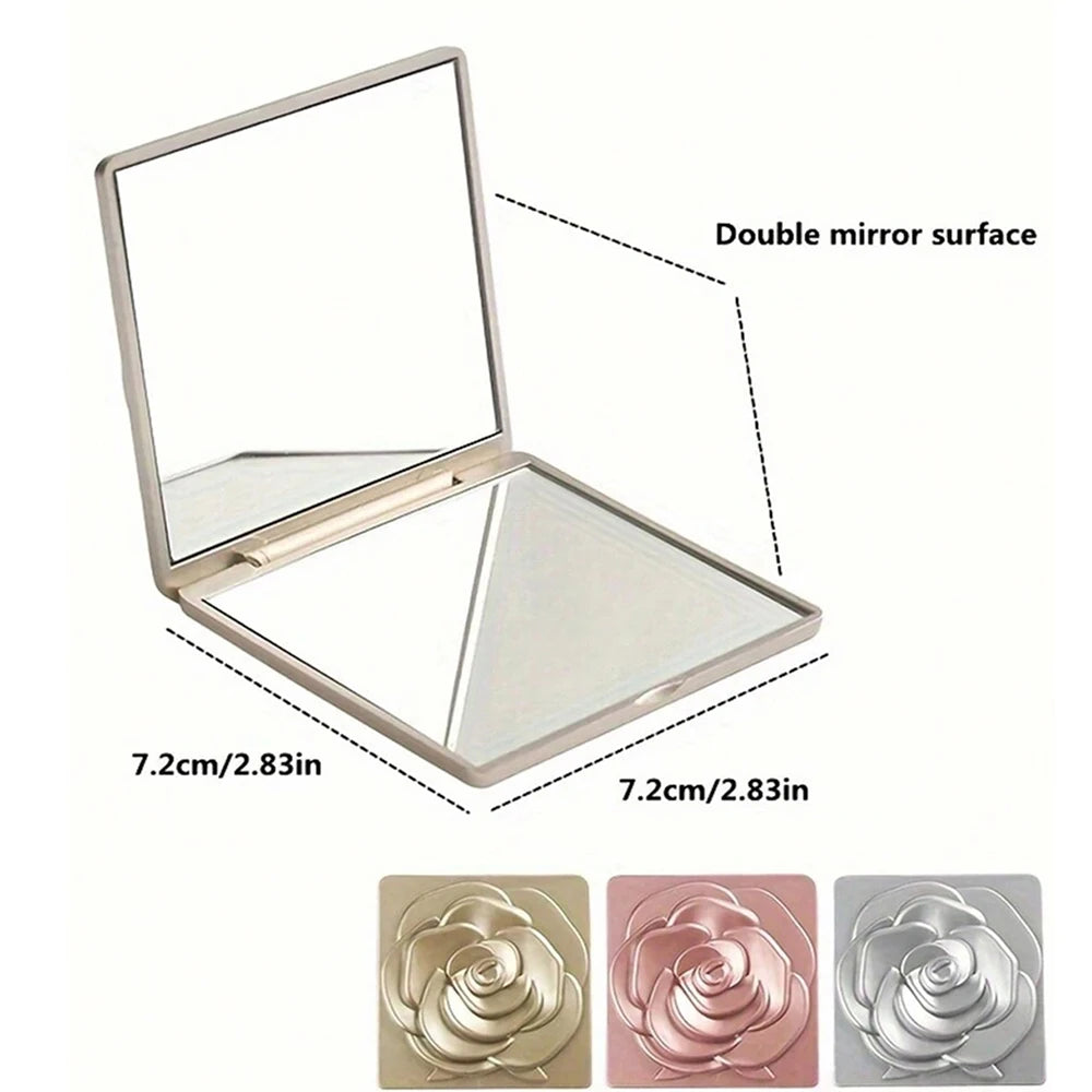 Rose Compact Mirror Square Travel Portable Makeup Mirror Double-Sided Cosmetic Mirror Gifts for Wedding Bridal Shower Party Zpaxo