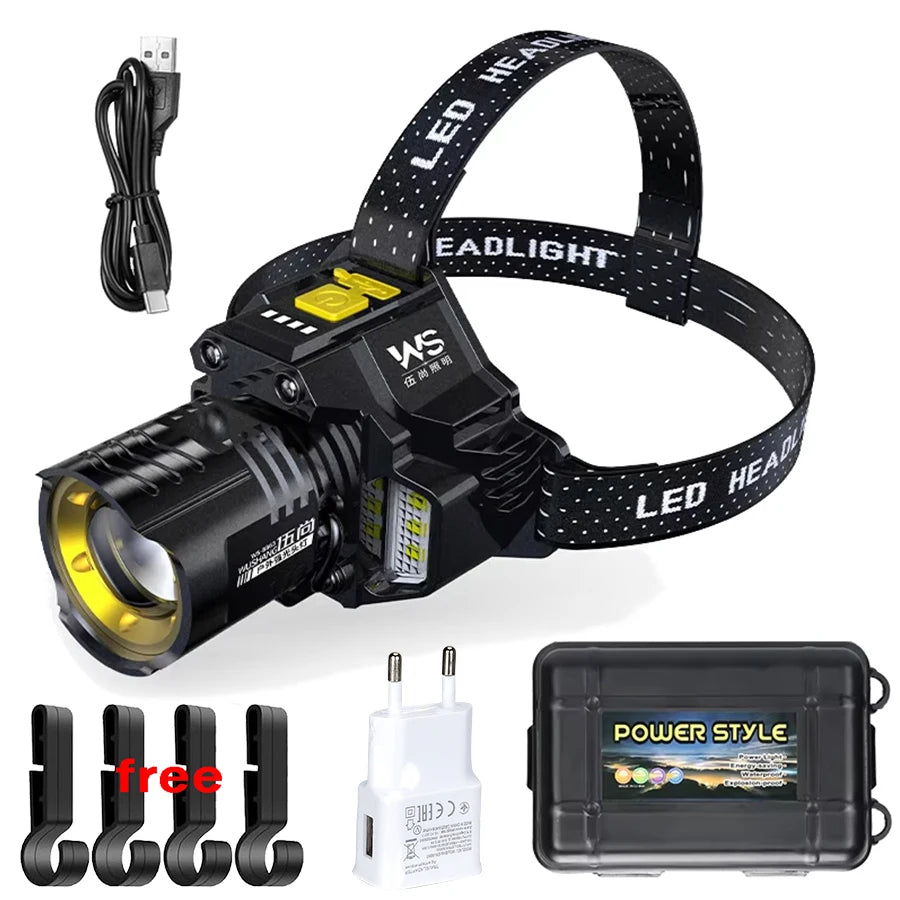KDULIT Rechargeable Zoomable LED Headlamp – IR Sensor & Waterproof