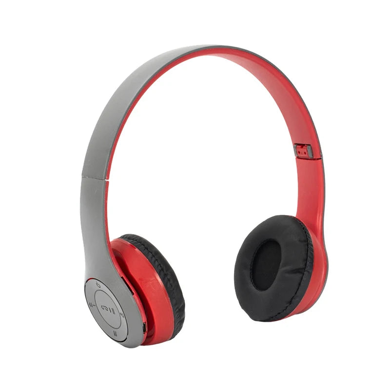 Wireless Bluetooth Headphones Mic Noise Cancelling Headsets 3D Stereo Zpaxo Red