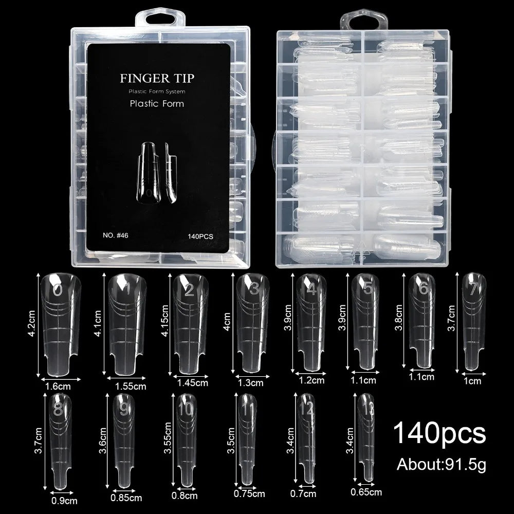 70 140 Gel Dual Nail Forms Transparent 14 Molds Reusable Poly Zpaxo 46