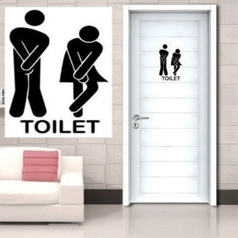 Funny Toilet Entrance Sign Decal Bathroom Door Decor Fun Wall Art