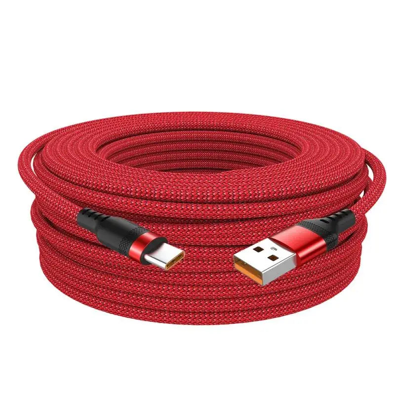 1/2/3/5/8m 6A Super Fast Charging Extra Long Charging Nylon Cable USB Type C For iPhone Xiaomi Huawei Data Extended Type C Cable Zpaxo Red 8m