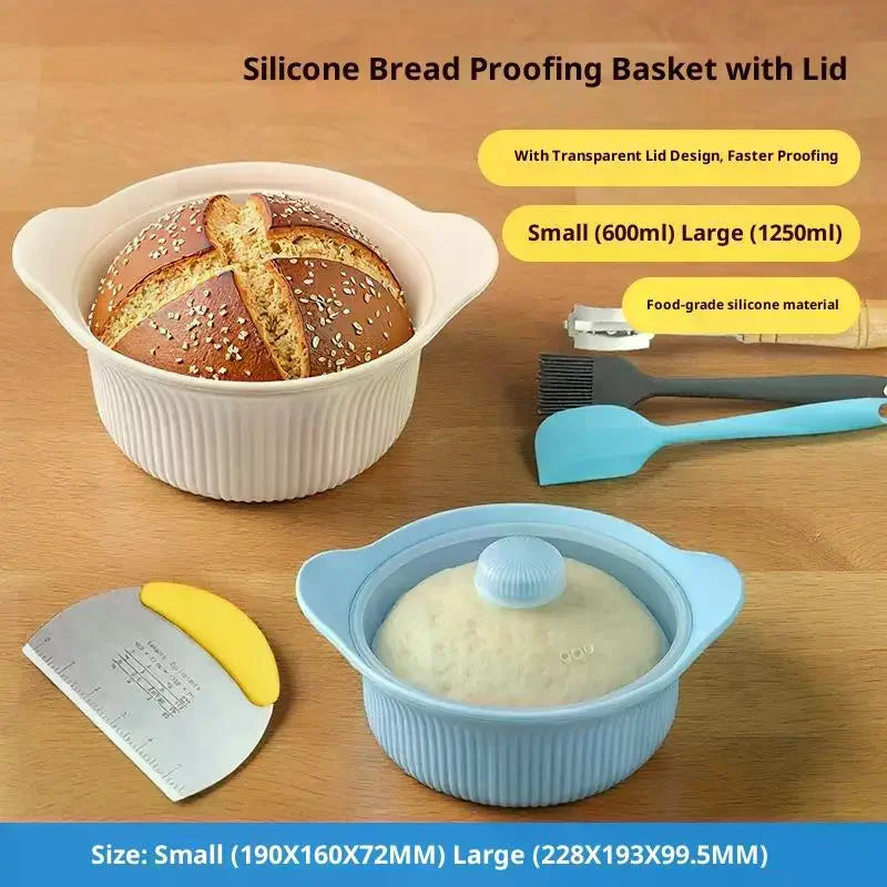 Silicone Pizza Dough Box With Lid Bread Fermentation Basket Non-Stick Pizza Toast Fermentat Box Kitchen Baking Tools Zpaxo