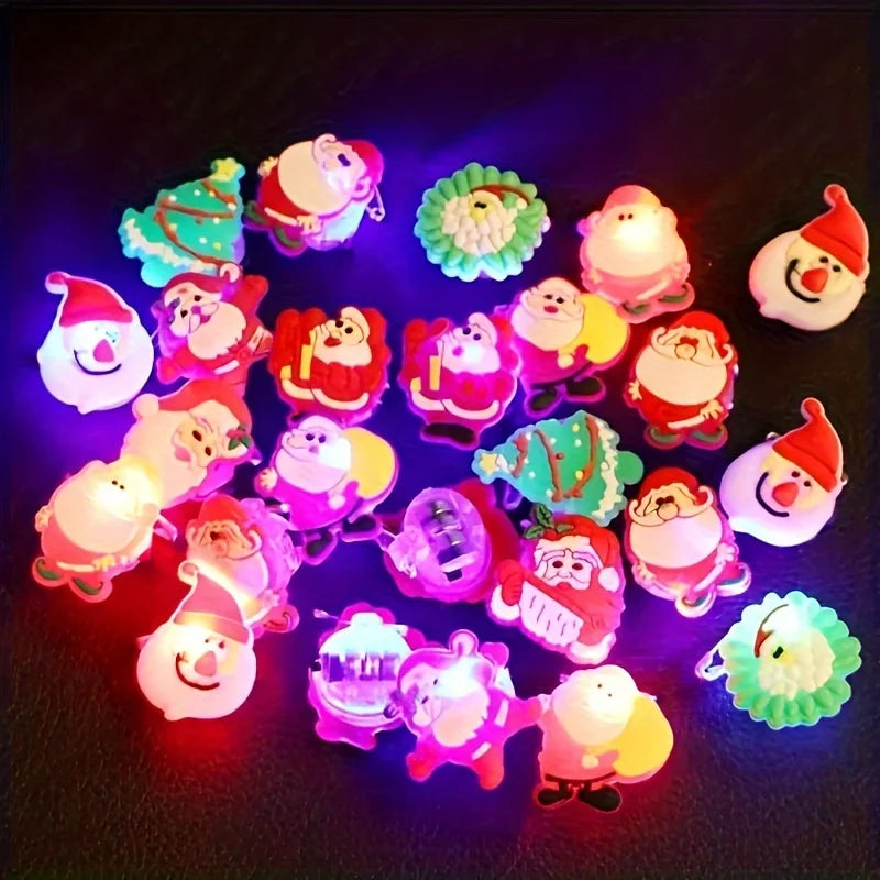 LED Christmas Party Favor Rings Glowing Finger Ring Cute Cartoon