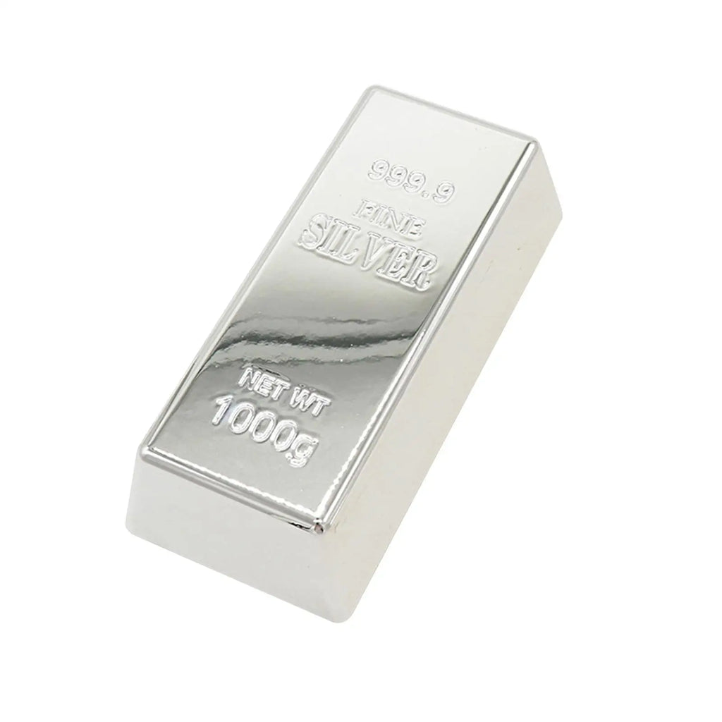 Fake Silver Bullion Realistic Silver Bar Simulated Silver Brick for Funny Gifts Halloween Party Favor Home Decor Holiday Zpaxo Large