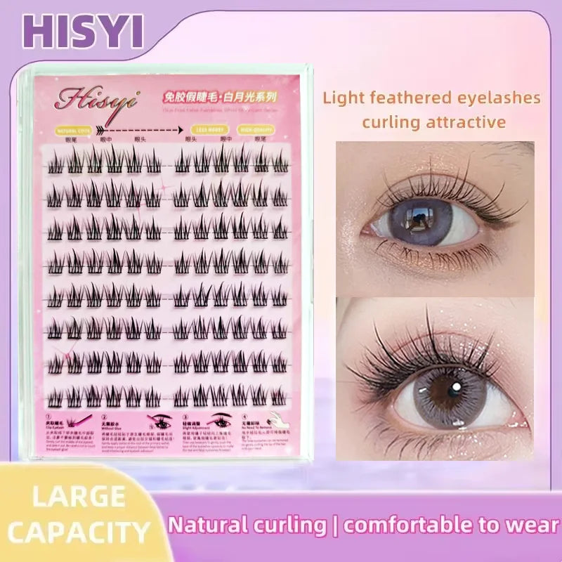 HISYI Self-Adhesive False Eyelashes 8 Rows - Glue-Free, Natural Look, Reusable & Easy Apply for Daily/Party Makeup (8-Pack) Zpaxo