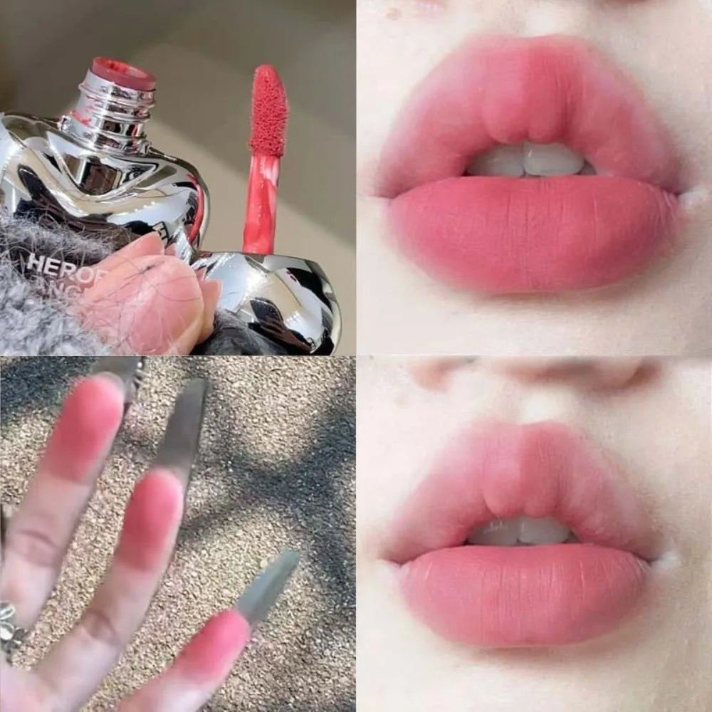 6-Color Lasting Matte Lip Gloss Non-Stick Cup Velvet Smooth Pomegranate Color Plump Lips Waterproof Smudge-proof Lipglaze Makeup Zpaxo