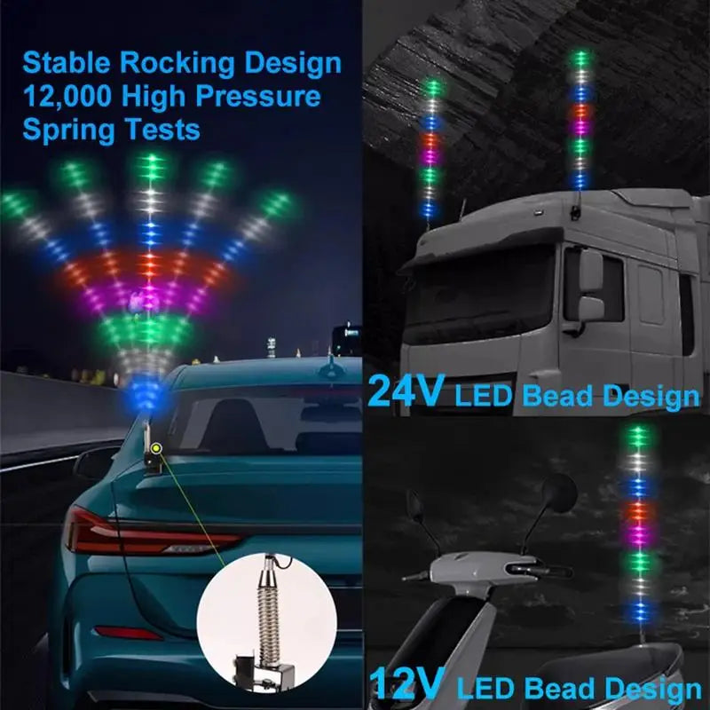 Car 12-24V Universal Antenna Lamp Decoration RGB Waterproof LED