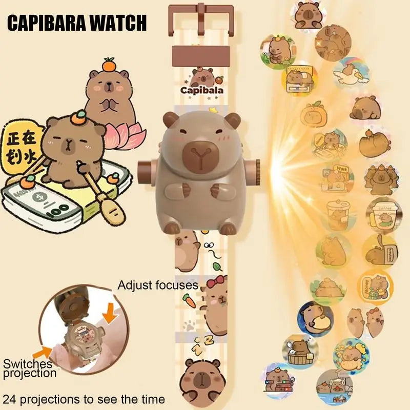 Capybara Projection Electronic Watch Cartoon Watch Clock Kids New Year Gift for Kids - Fun Luminous Toy And Kindergarten Gift Zpaxo