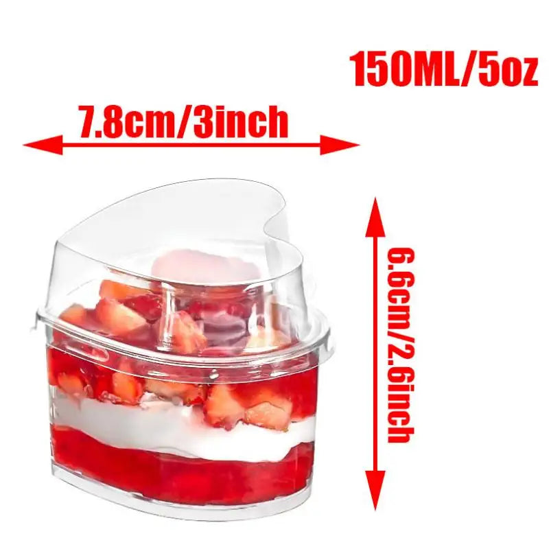 10 20 Disposable Transparent Plastic Mousse Cup Mini Heart Shaped Zpaxo