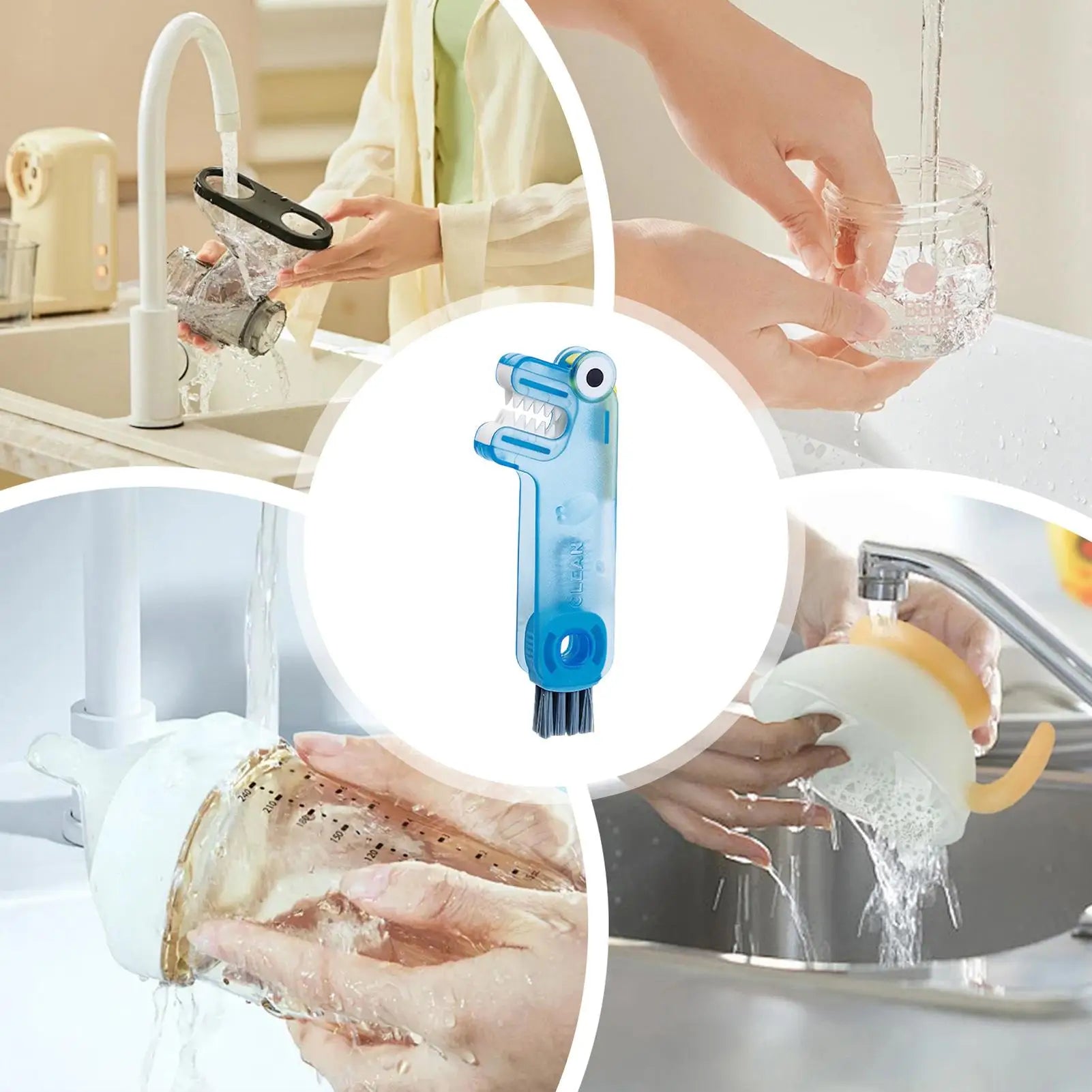 Multifunctional 1 Bottle Lid Cleaning Brush Water Cup Gap Cleaner