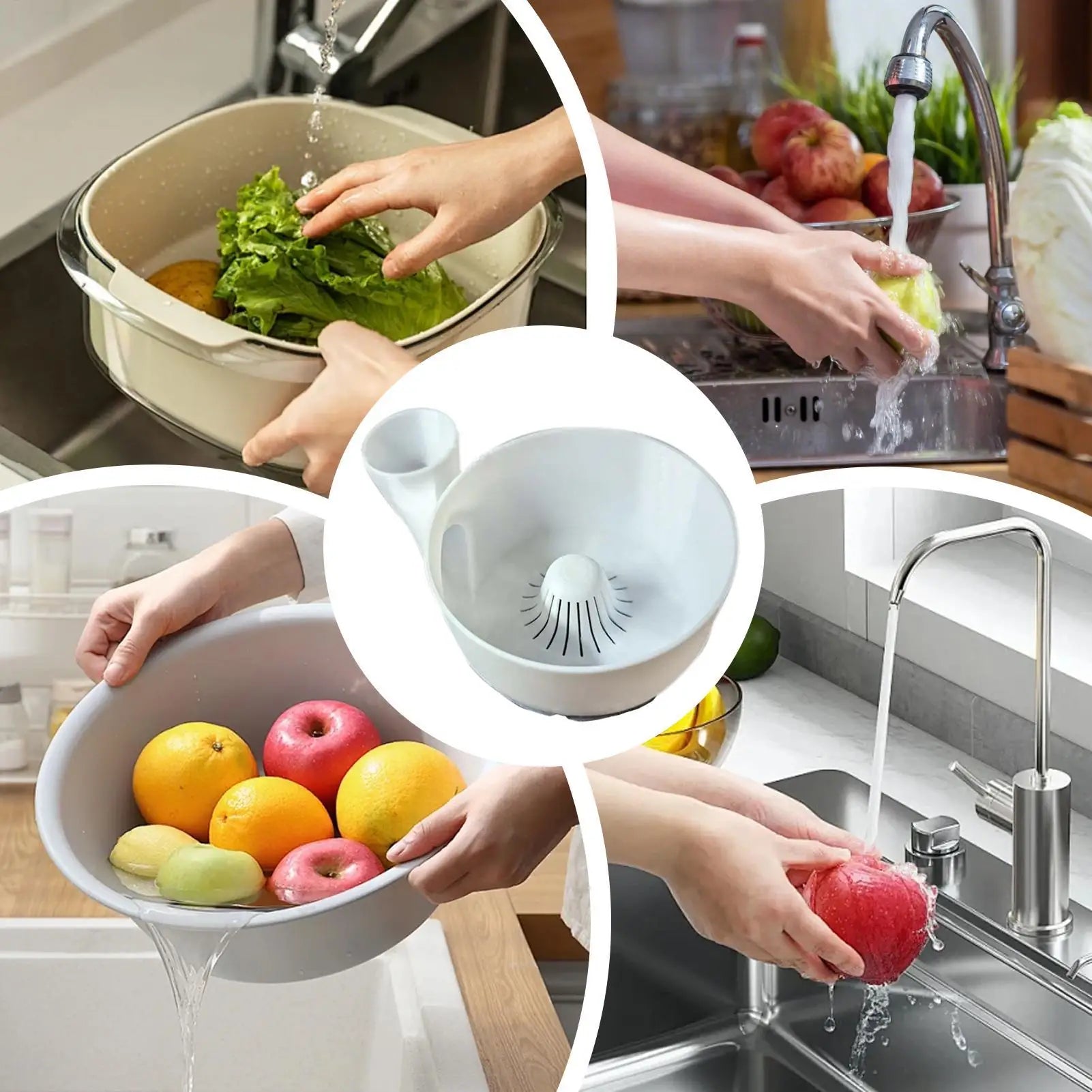 Automatic Fruit Wash Bowl 3D Printing Food Washing Spinner Red