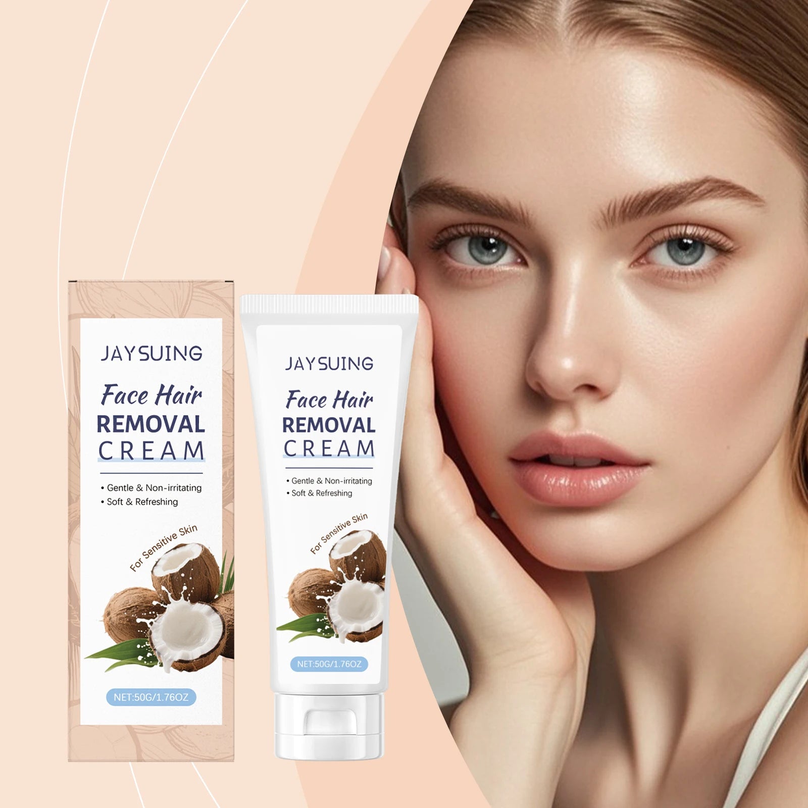 Coconut Facial Hair Removal Cream – Gentle & Fast | 50g Facial Hair Removal Cream Zpaxo