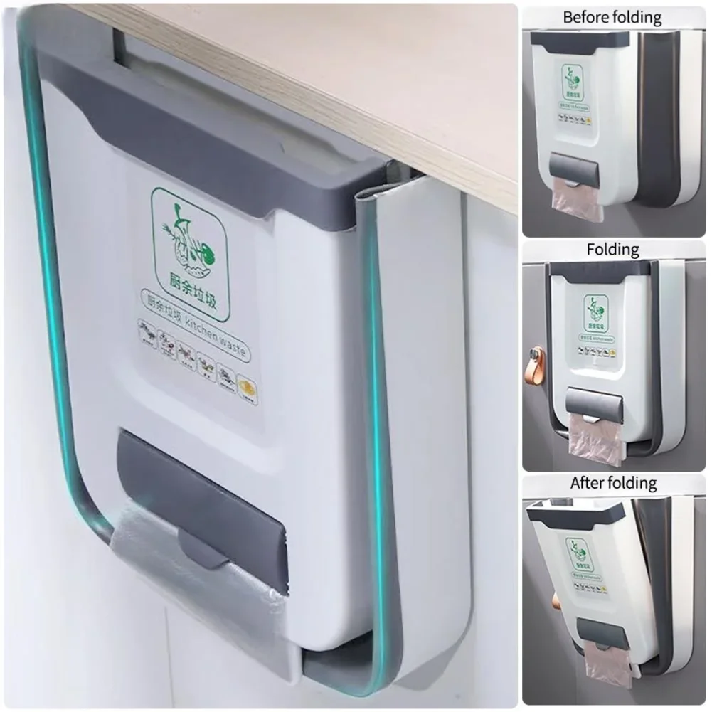 Kitchen Folding Trash Can Wall Mounted Trash Can Kitchen Cabinet Door Mounted Trash Can Folding Trash Can for Vehicles Zpaxo