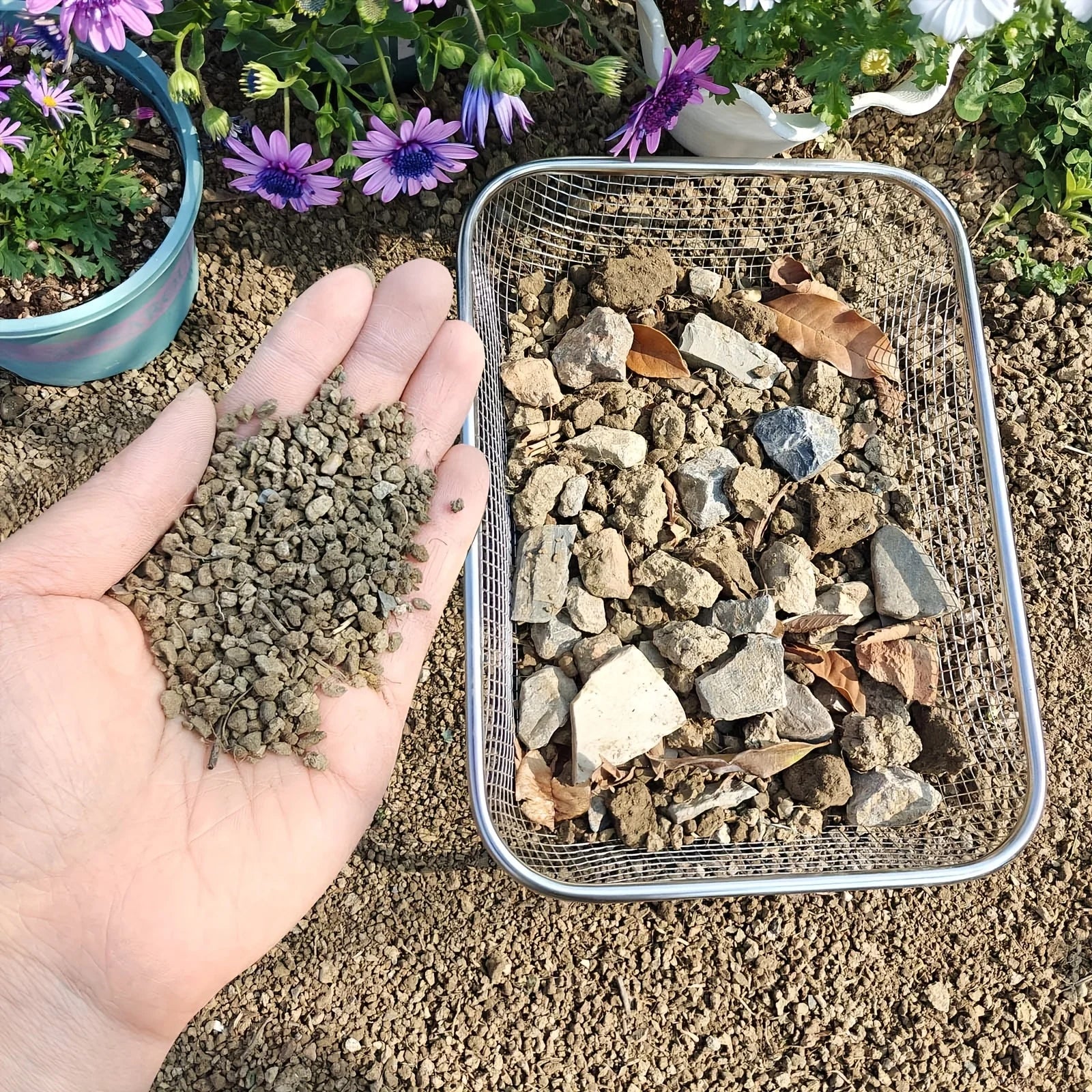 Stainless Steel Soil Sieve Mesh Gardening Rock Filtering Composting