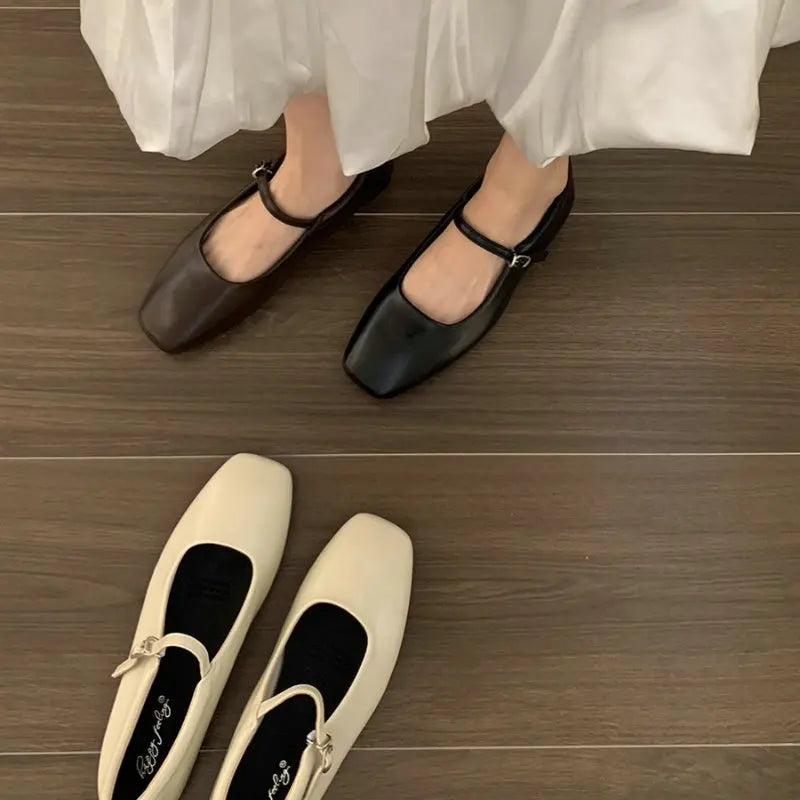 Flat Shoes for Women's Mary Jane Shoes Autumn Winter New French Retro Loafers Women's Shoes Ladies Plus Size 41 42 43 Zpaxo