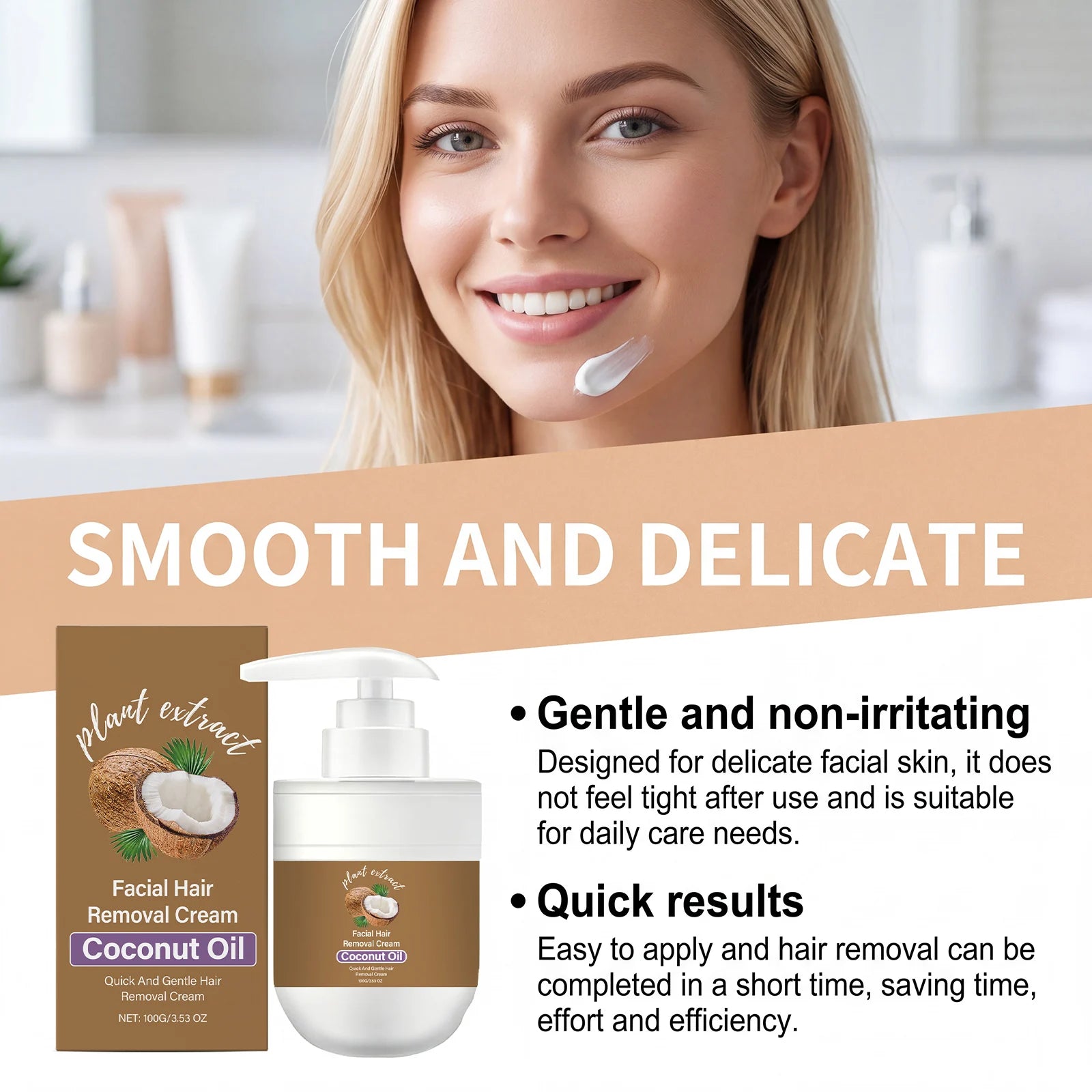 Coconut Hair Removal Cream – Painless & Gentle Depilatory Hair Removal Cream Zpaxo