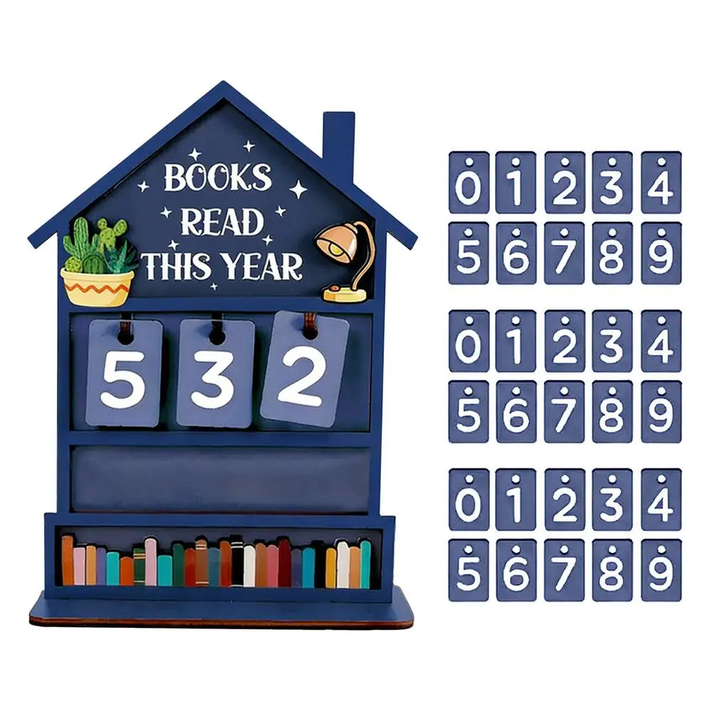 Wooden Books Read Tracker Manual Reading Progress Display Book