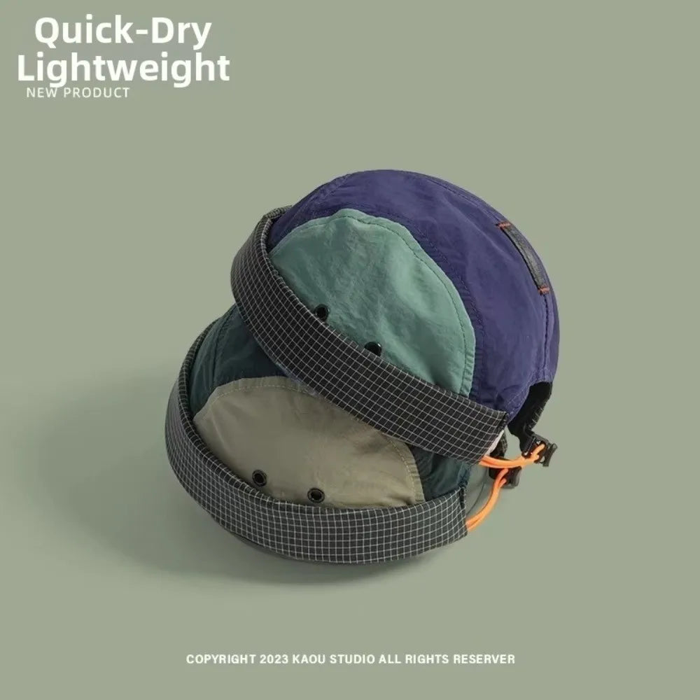 Casual Quick-drying 5-panel Cap Solid Color Anti-UV Beanies Hat Adjustable Brimless Cap Women Zpaxo