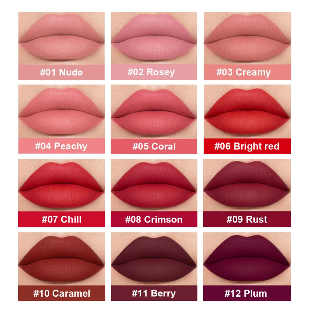 Punk Dark Plum 24H Waterproof Matte Velvet Lipgloss Makeup Long-Lasting Non-stick Cup Lip Glaze Nude Liquid Lipstick Cosmetics Zpaxo