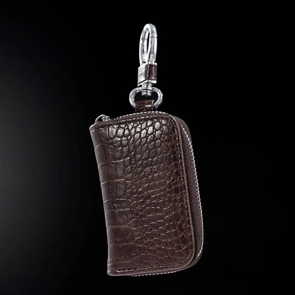 Portable Square Men Keychain PU Leather Keyring Car Key Case Wallets Zpaxo brown
