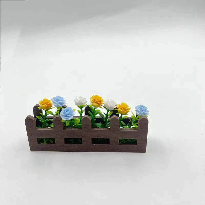 ▶1Pcs Garden Lifelike Artificial Flower Miniature Potted Plants Decoration 1:12 Scale Dollhouse Simulated Rose Flowers Ornament Zpaxo A5