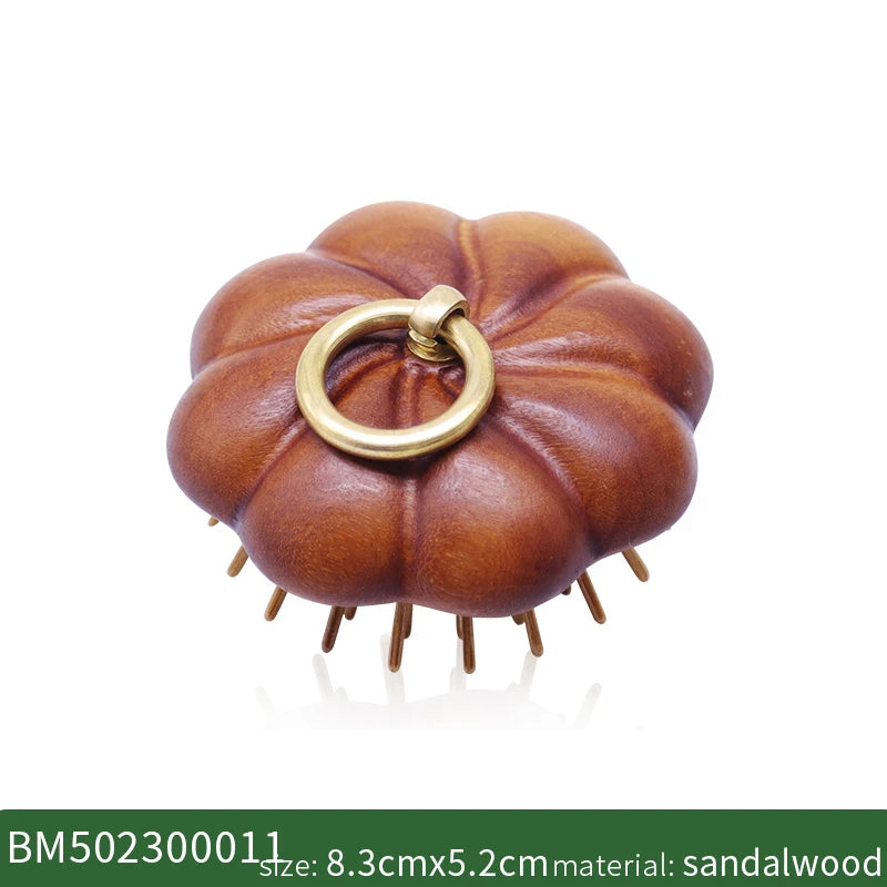 Sandalwood Mini Hair Brush Women Portable Pocket Hair Comb Head Scalp Massage Brush Wide Tooth Comb New Design Pumpkin Style Zpaxo mini massage brush China Mainland