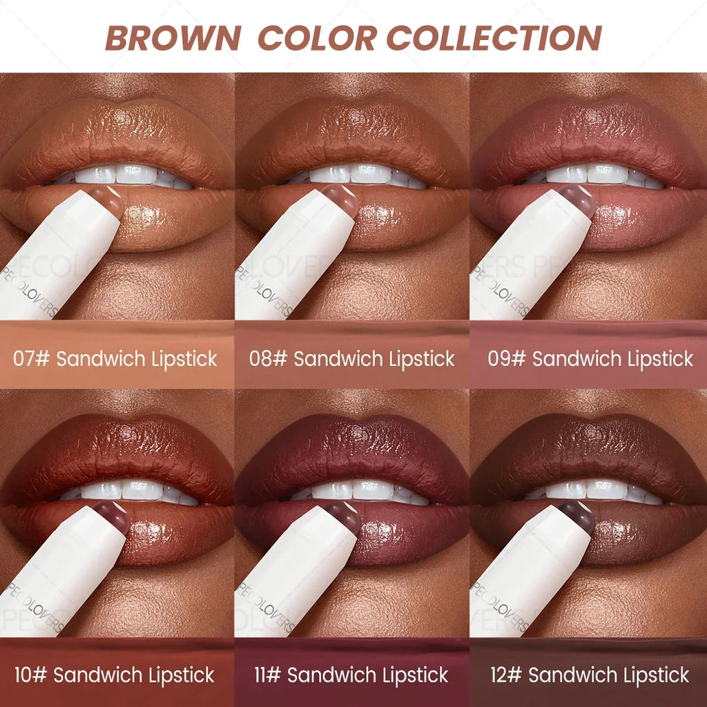 Moisturizing Sandwich Lipstick Combining Lip Balm Nude Waterproof Zpaxo