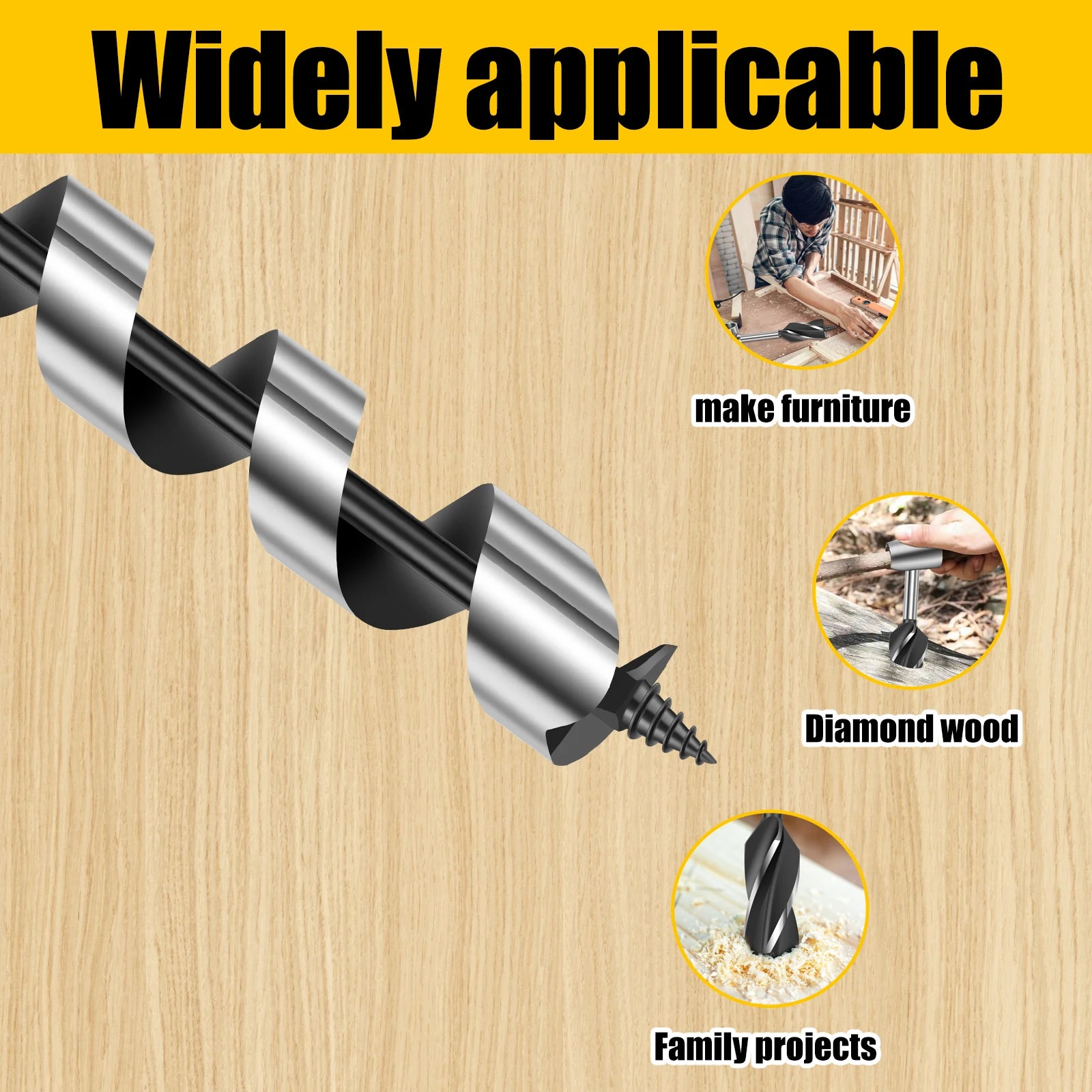 Hand Drill Carbon Steel Manual Auger Drill Portable Survival Drill Bit Self-Tapping Survival Wood 26mm Hole Punch Tool Camping Zpaxo