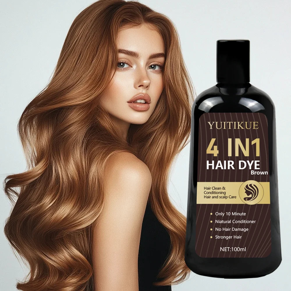 Organic Brown Hair Dye Shampoo – Covers Gray, 100ml | YUITIKUE Hair Dye Shampoo Zpaxo
