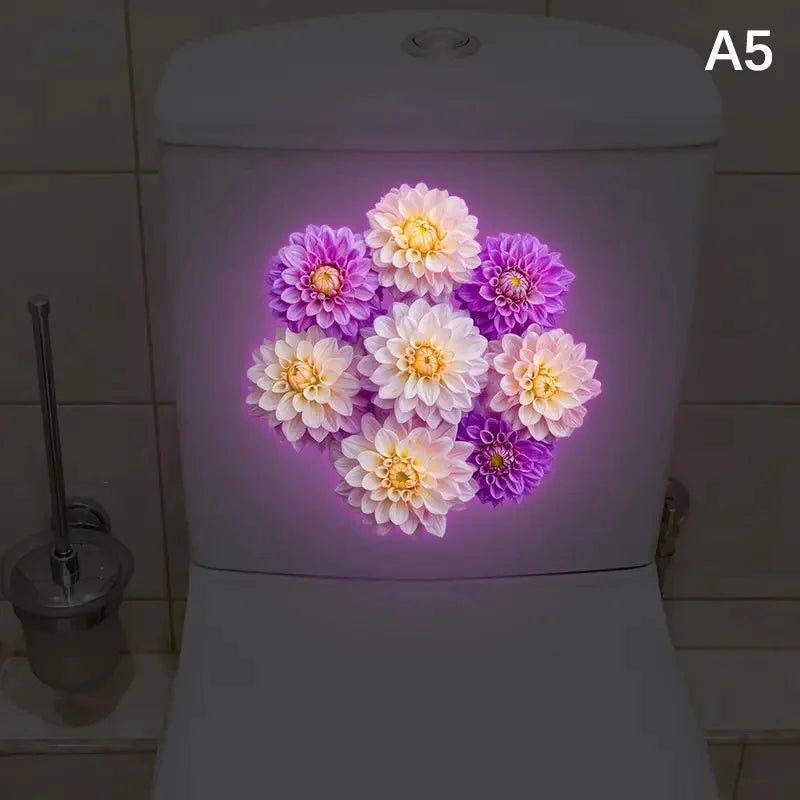 Glow-In-The-Dark Lotus Toilet Stickers Removable Self-Adhesive Bathroom Decor Decals Wall Sticker Home Decor Toilet Seat Sticker Zpaxo A5