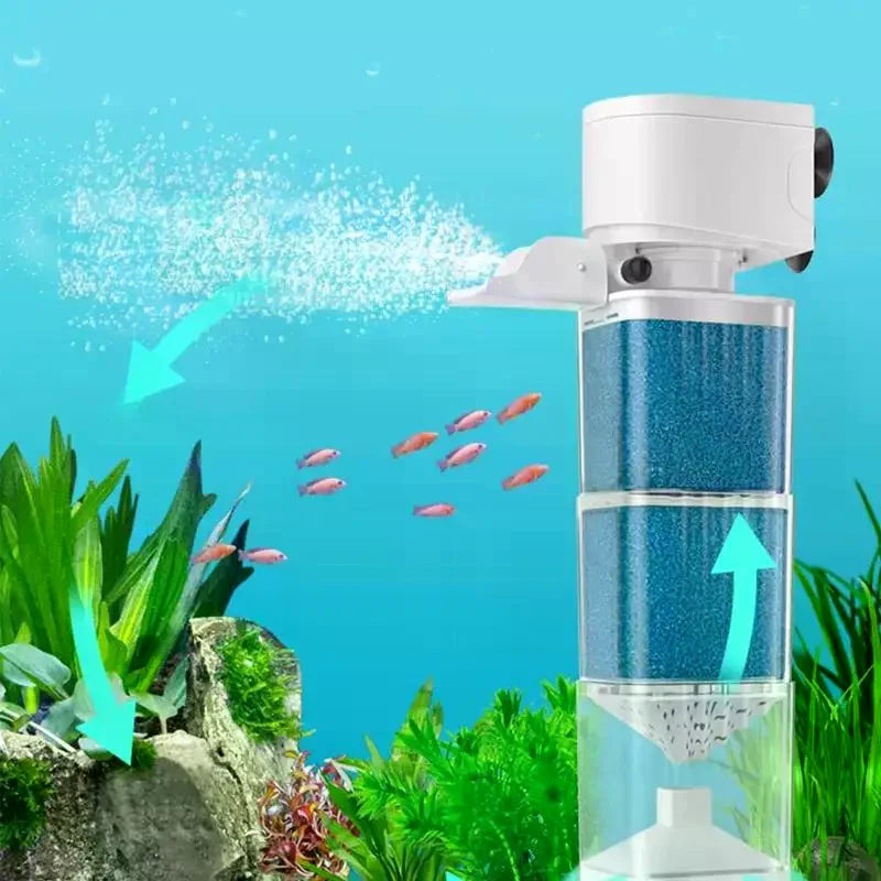 6 In1 Aquarium Filter Pump Fish Tank Submersible Silent Air Oxygen Aerator Filter Internal Water Pump Aquarium Wave Maker 220V Zpaxo