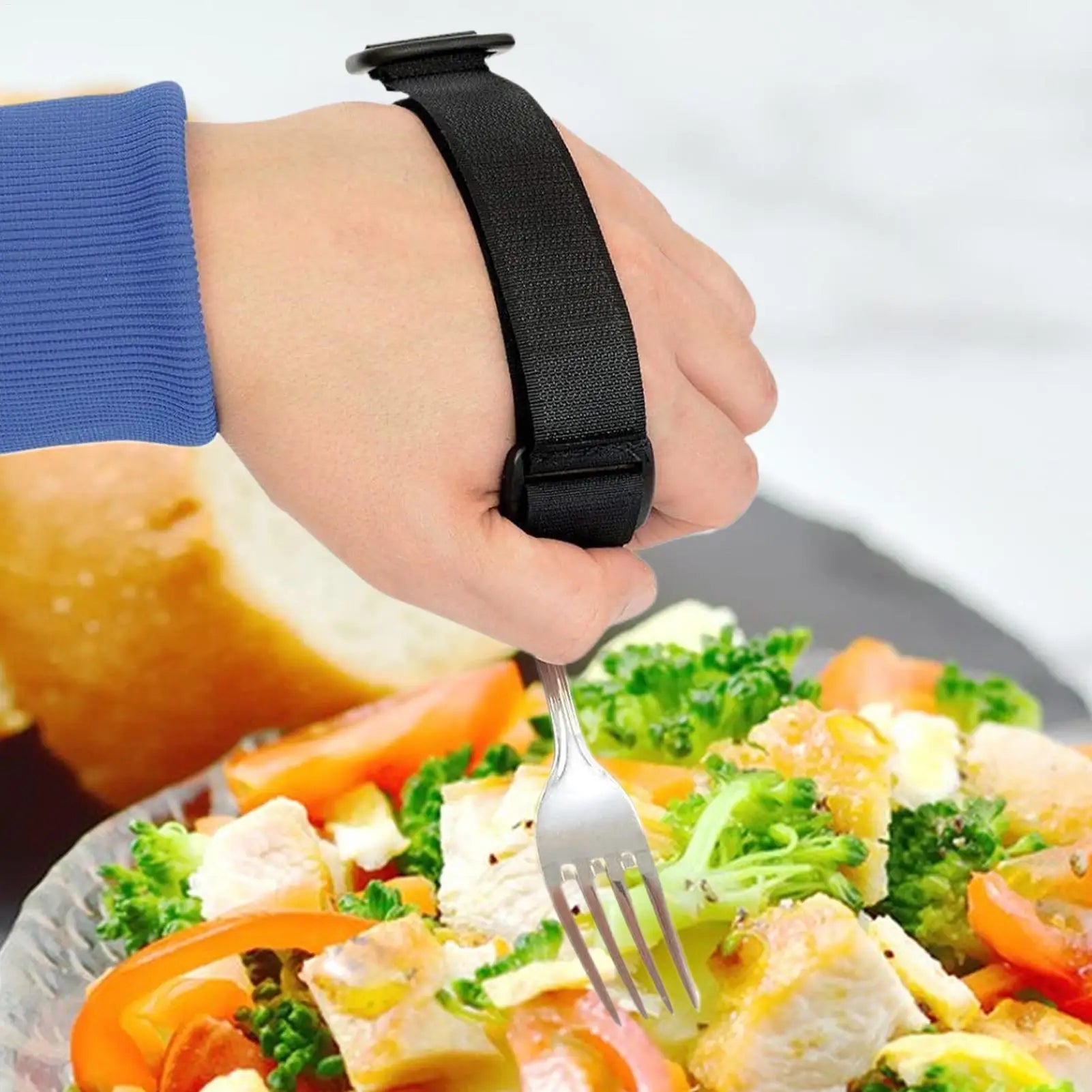 Universal Cuff Utensil Holder Adaptive Eating Aid Strap Hand Grip