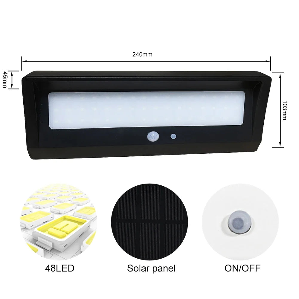 Outdoor Solar Powered LED Lights PIR Sensor Rechargeable Lamp Zpaxo Black Warm white