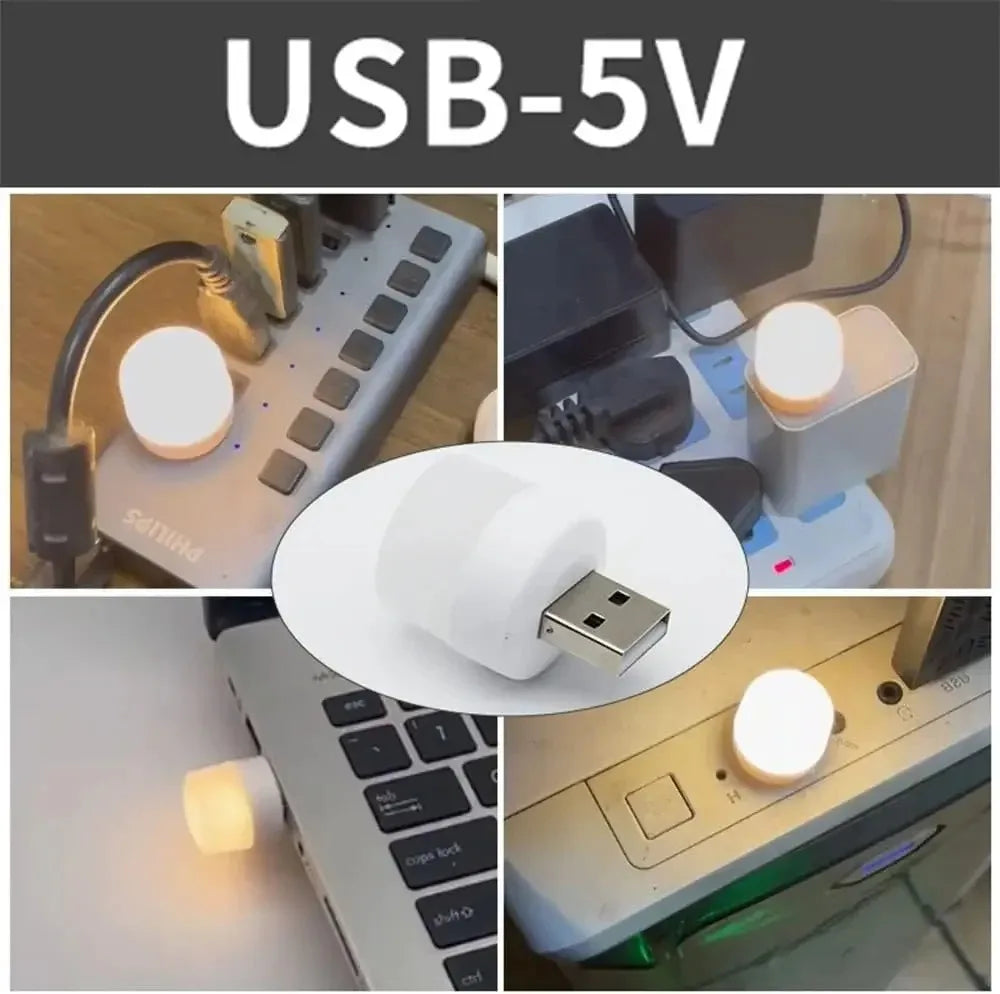 Mini USB LED Night Light – Portable Plug Lamp Warm & White