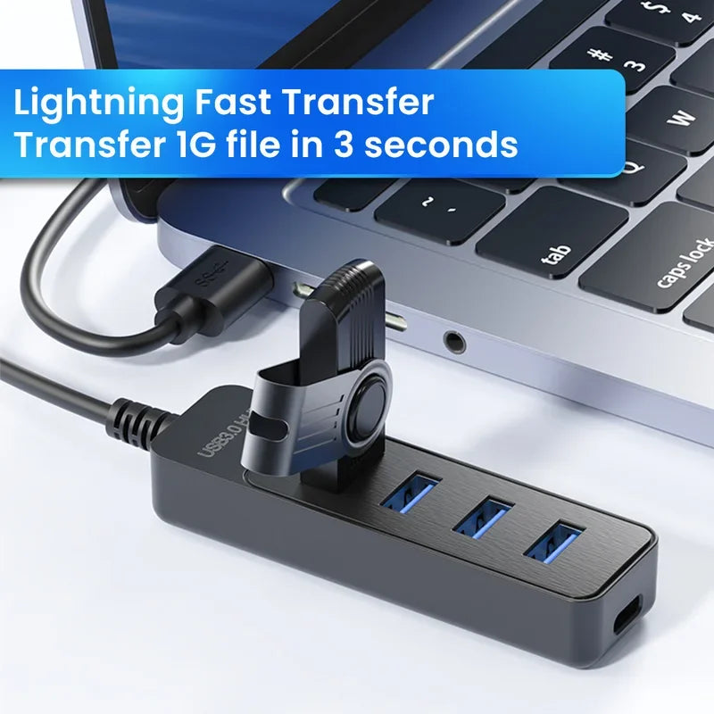 USB 3.0 Hub 4-Port Splitter with Type-C Power Port | 5Gbps USB Hub Splitter Zpaxo