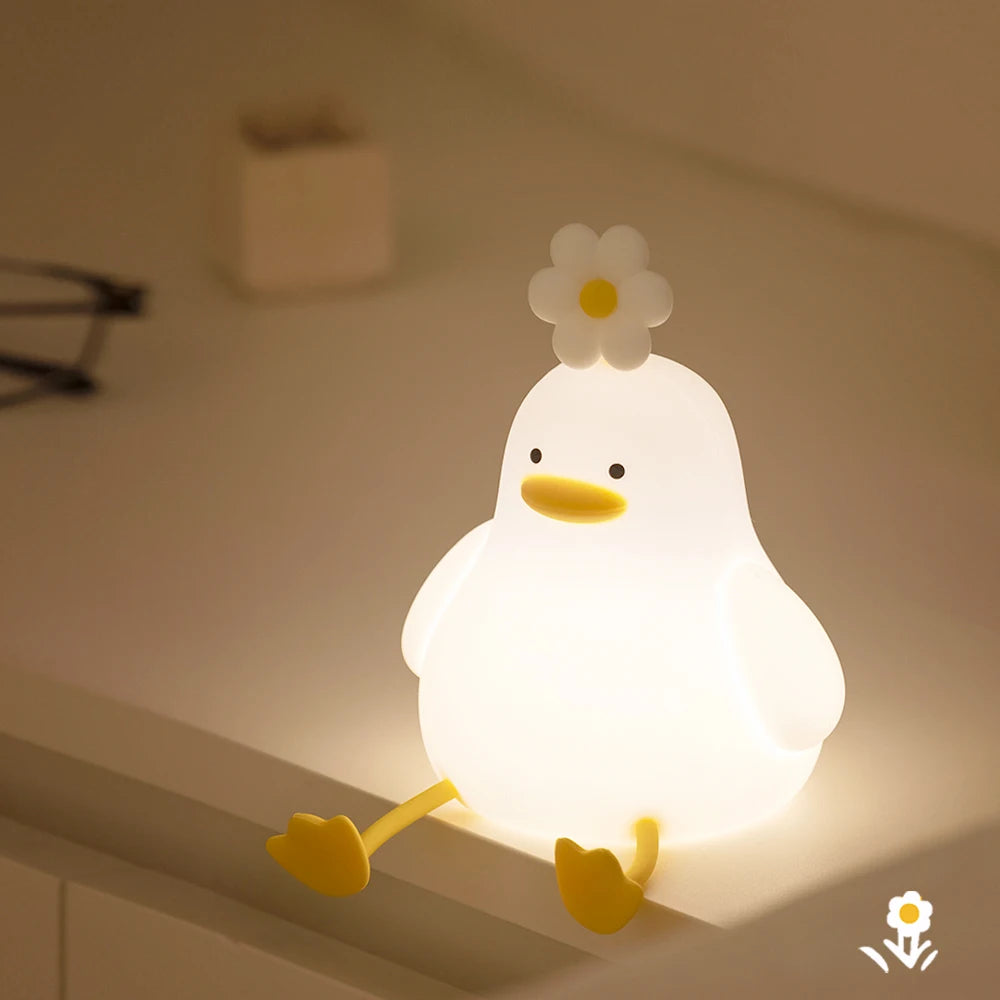 Duck Silicone Night Light for Children with Timer Usb Rechargeable Dimming Touch Lamp Sleeping Bedroom Cartoon Animal Decor Gift Zpaxo Style D
