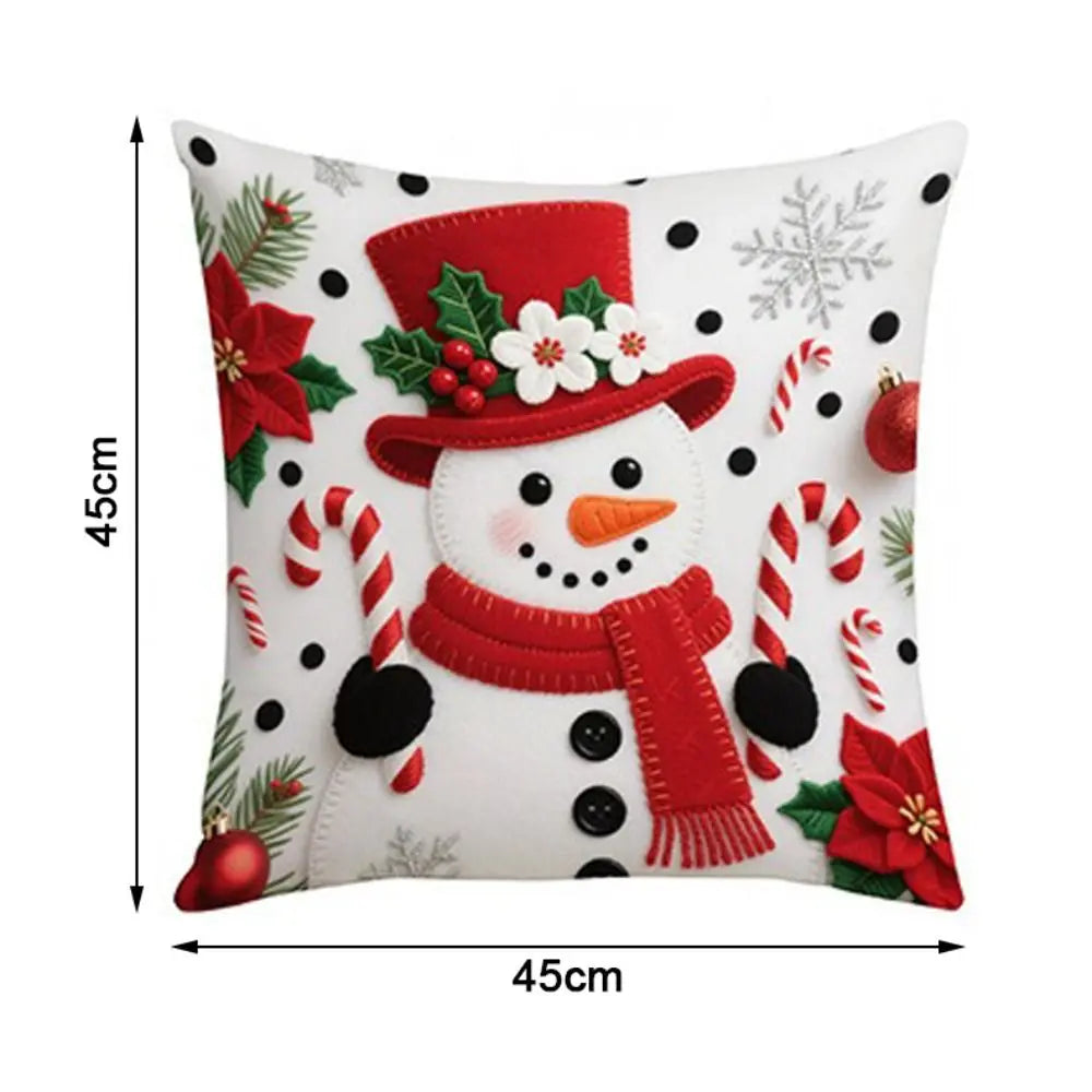 Christmas Cushion Cover – Snowflake & Santa 45×45cm Pillowcase Decorative Cushion Cover Zpaxo