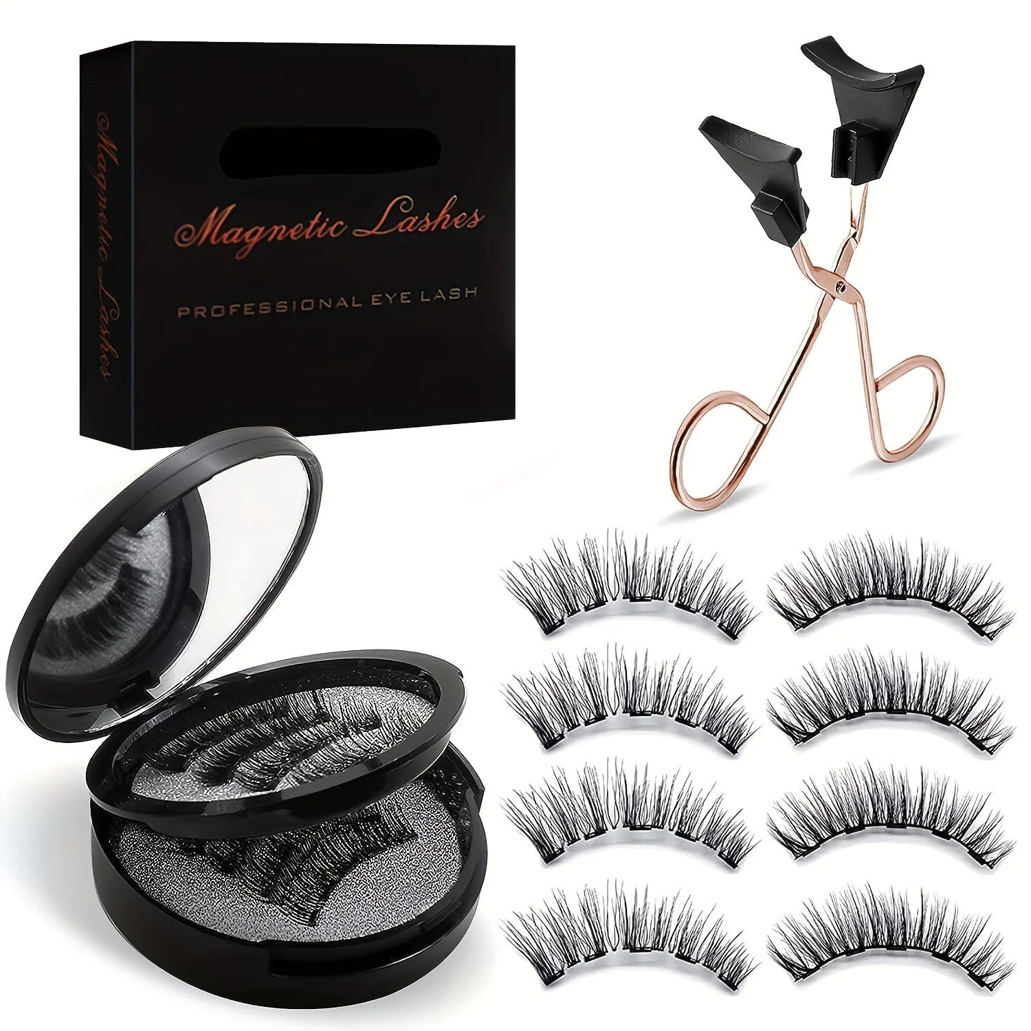8pcs Magnetic Eyelash Kit Natural False Lashes Waterproof Eyelashes Extension Kit Reusable Wispy False Eyelashes Makeup Tools Zpaxo black 8pcs