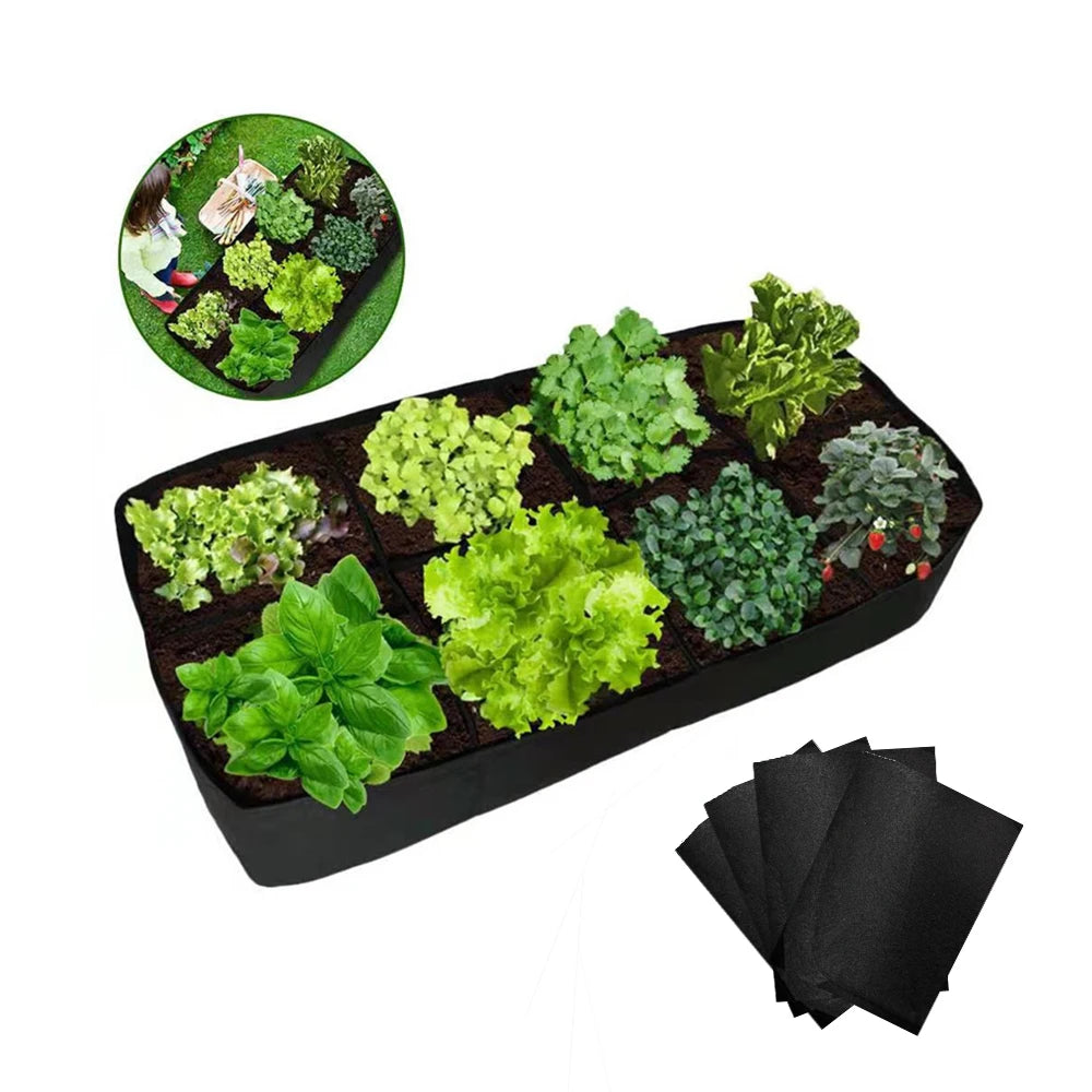 Flowerpot Breathe Cloth Rectangular Planting Bag For Vegetables Flowers Raised Garden Bed Felt 4/8 Pockets Multi-grid Zpaxo