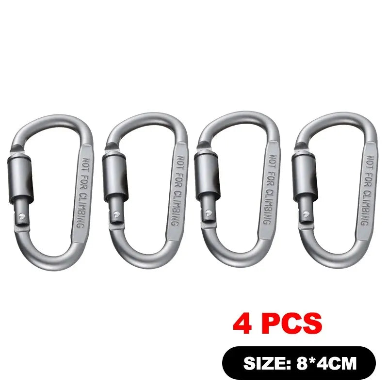 Carabiner Key Camping Survival EDC Hiking Outdoor Keychain Clip Alloy Zpaxo 4PCS-Gray